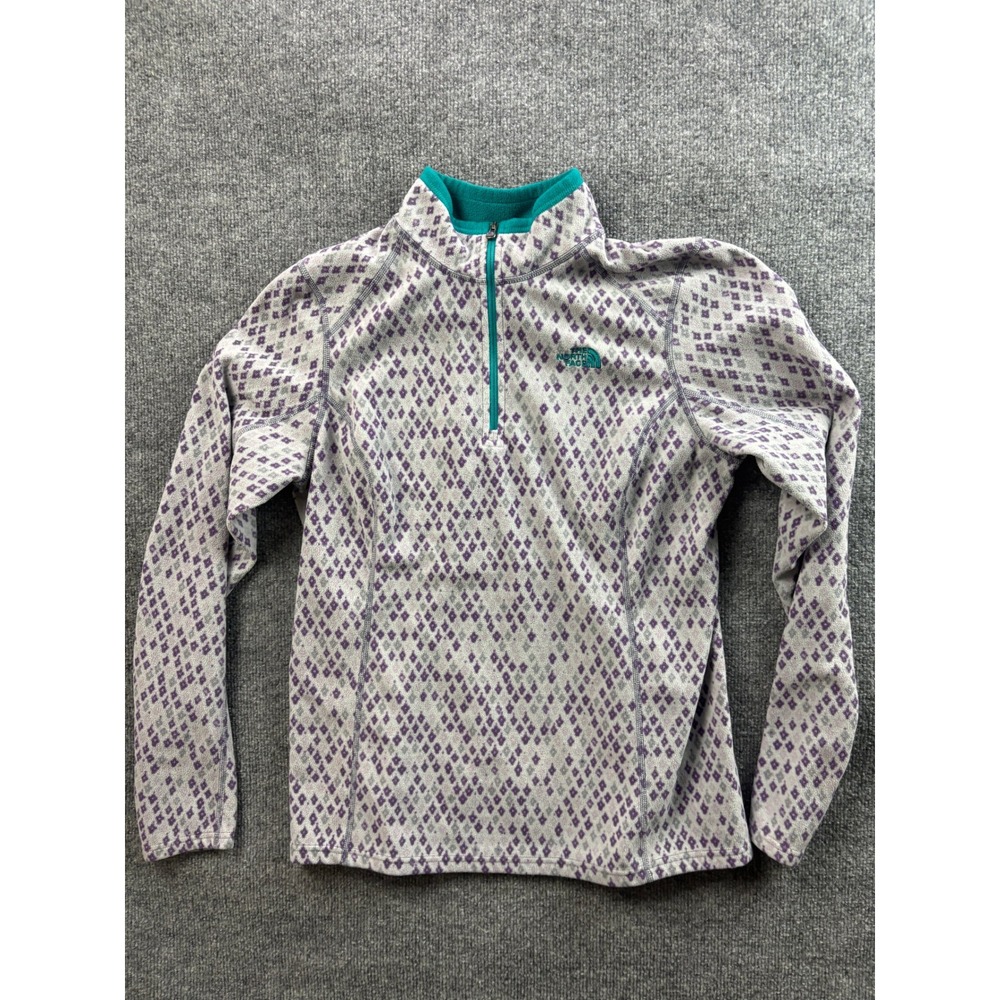 The North Face Fleece Pullover Women L Purple Diamond TKA 100 Quarter Zip